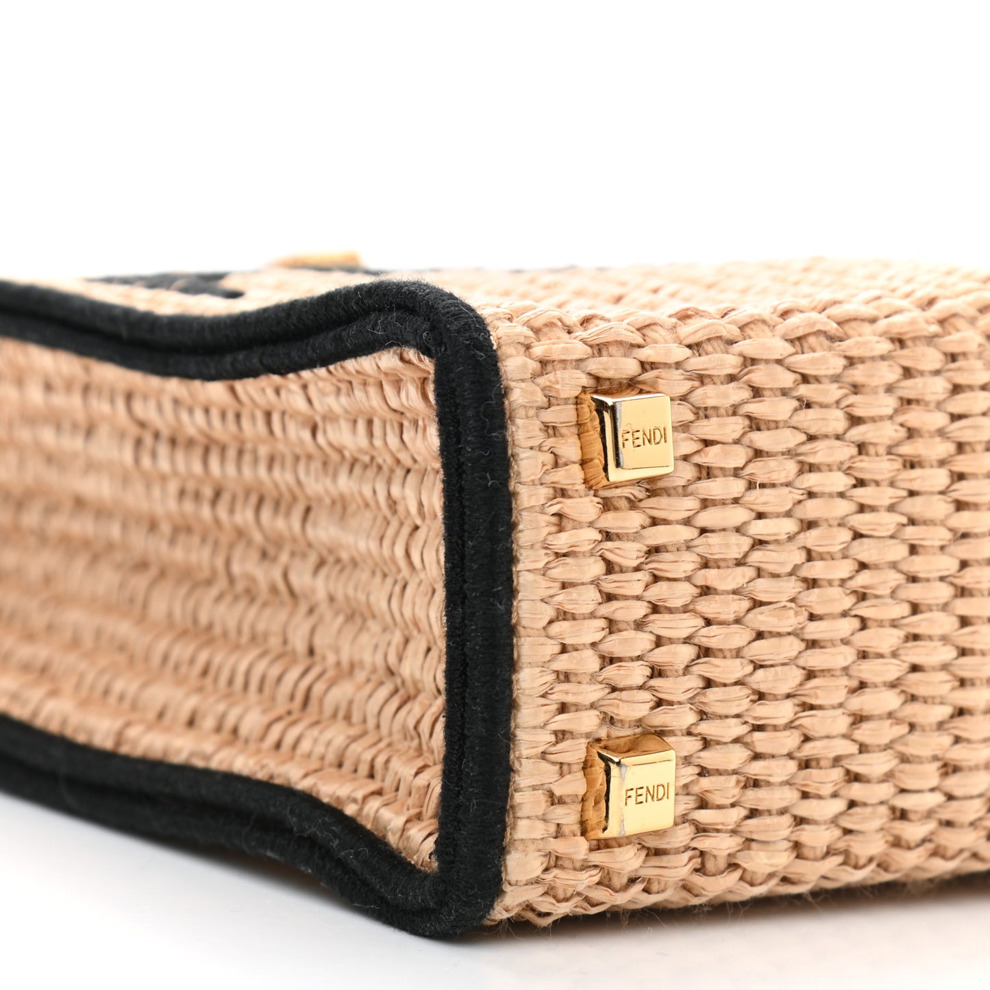 Straw Vitello Grace Cuoio Logo Braided Embroidered Mini Sunshine Shopper Natural Black