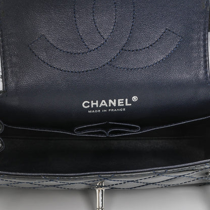 Chanel Patent Quilted Accordion Double Flap Navy Blue 5 of 8