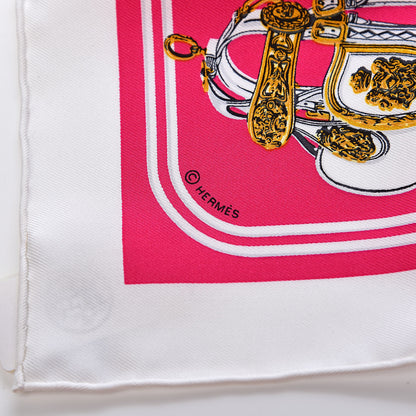 Hermes Silk Brides de Gala Nano Scarf 20 Blanc Rose Fuchsia Or 5 of 5