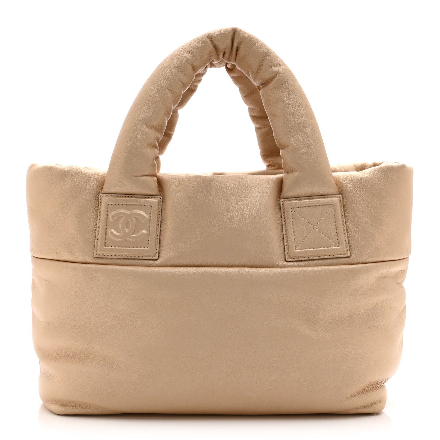 Metallic Lambskin Medium Coco Cocoon Reversible Tote Light Gold