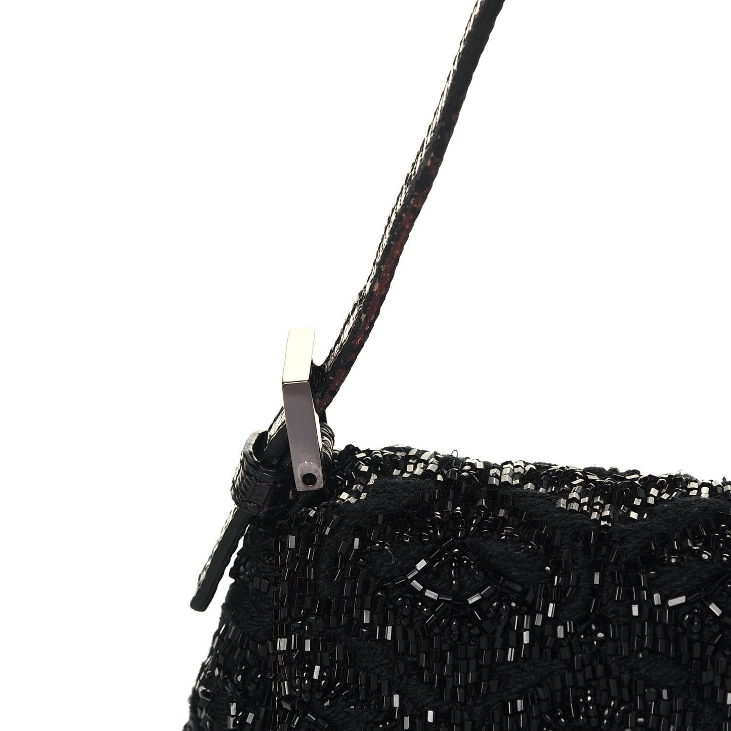 Lizard Beaded Mini Mama Baguette Black
