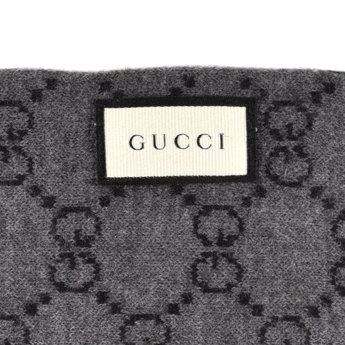 Wool Tricot GG Monogram Web Solange Scarf Black Medium Grey
