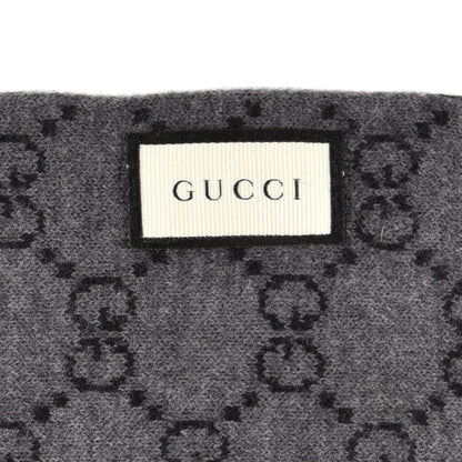 Gucci Wool Tricot GG Monogram Web Solange Scarf Black Medium Grey 4 of 4