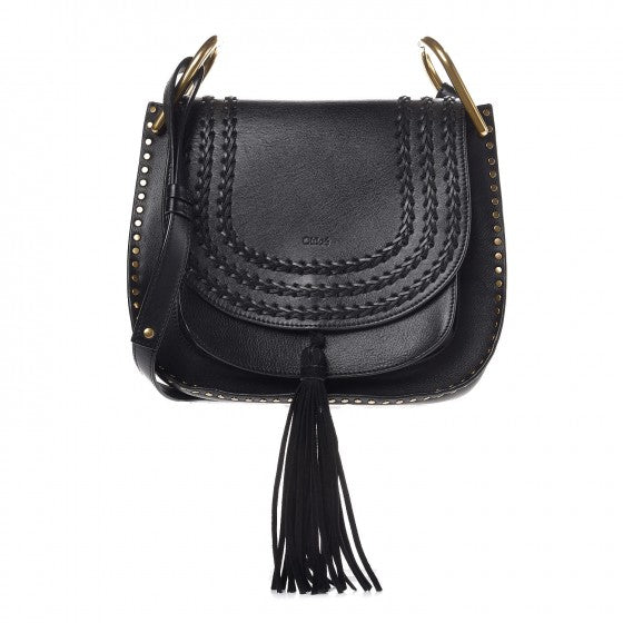 Calfskin Braided Medium Hudson Shoulder Bag Black