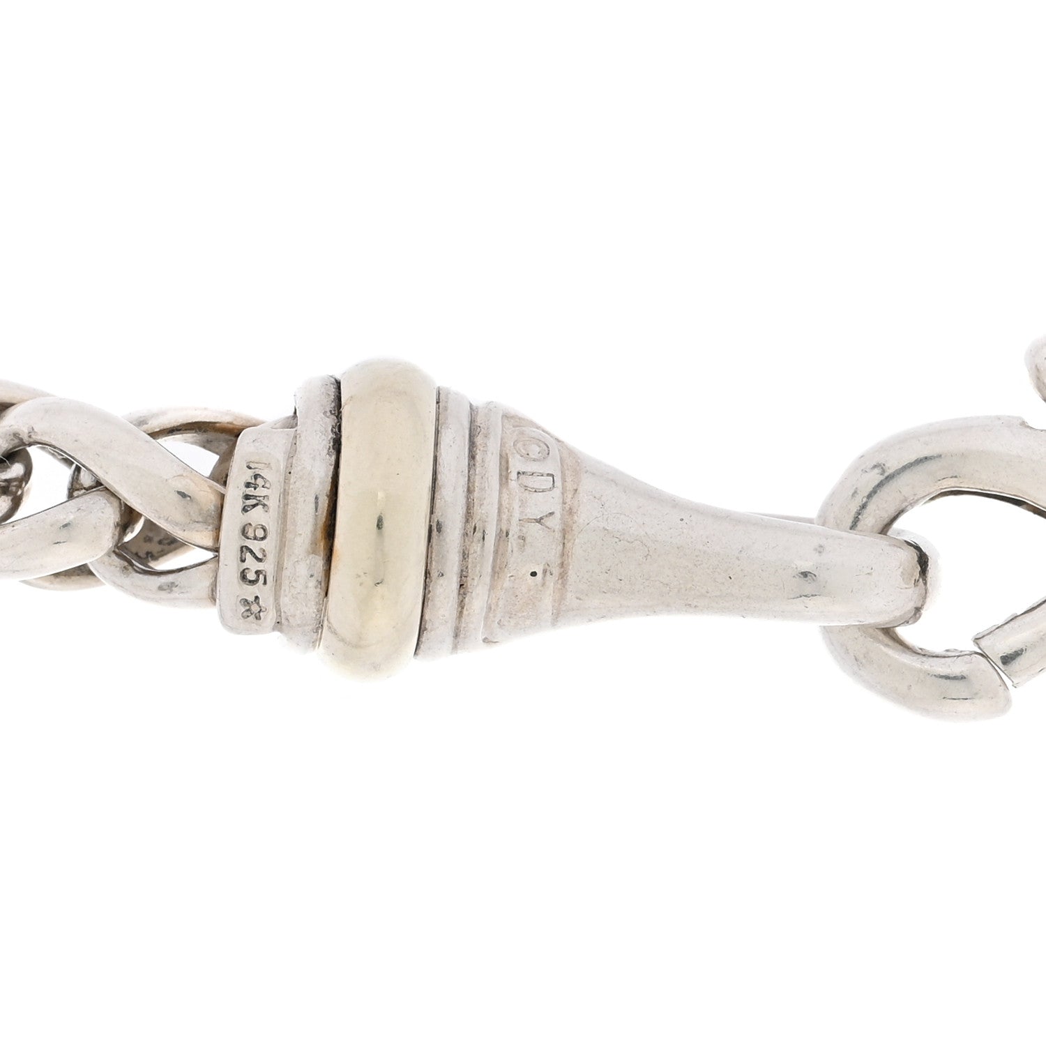 David Yurman Sterling Silver Pave Diamond Heart Enhancer Pendant 6mm Wheat Chain Necklace 4 of 5