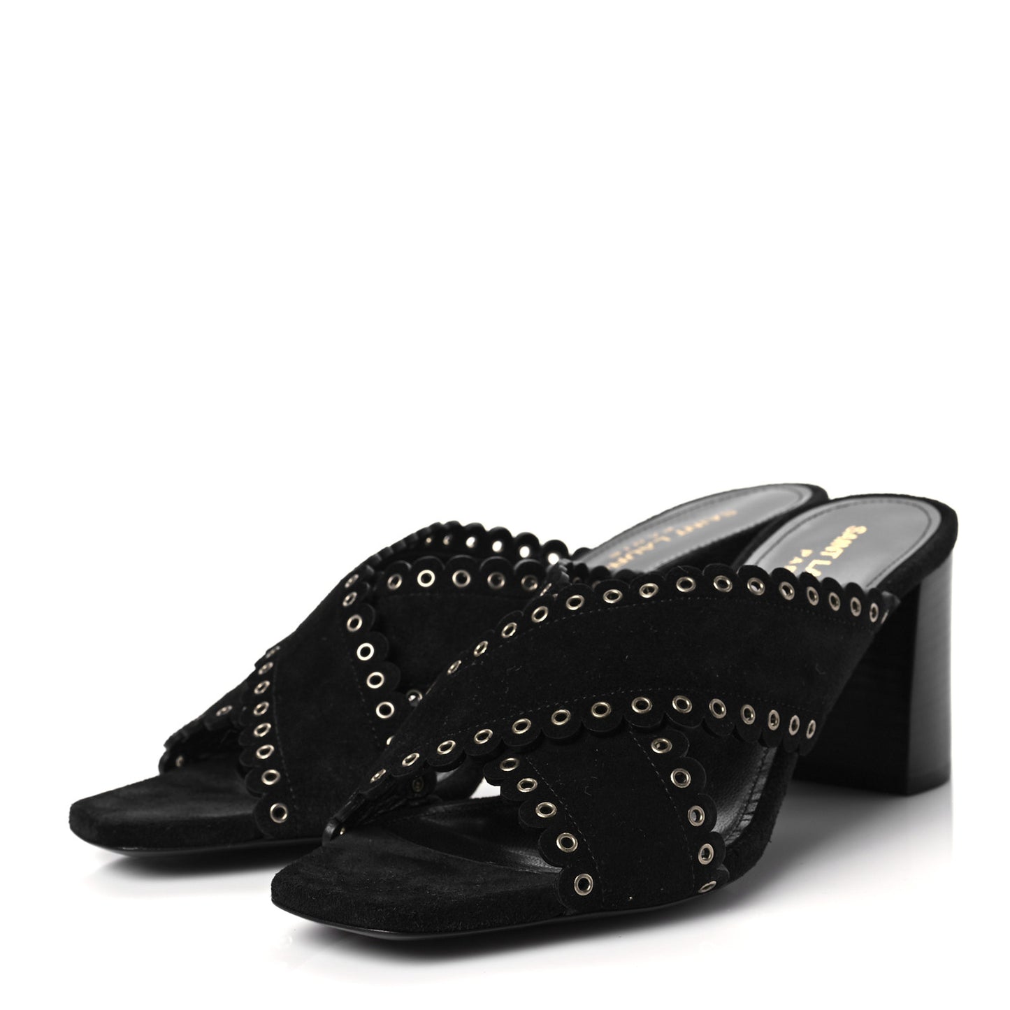 Suede Eyelet LouLou 70 Mules 37 Black