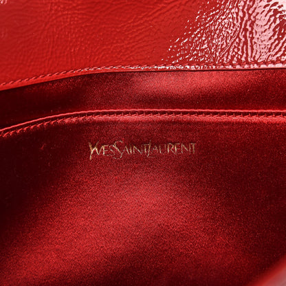 Saint Laurent Textured Patent Monogram Large Belle De Jour Clutch Red 6 of 8