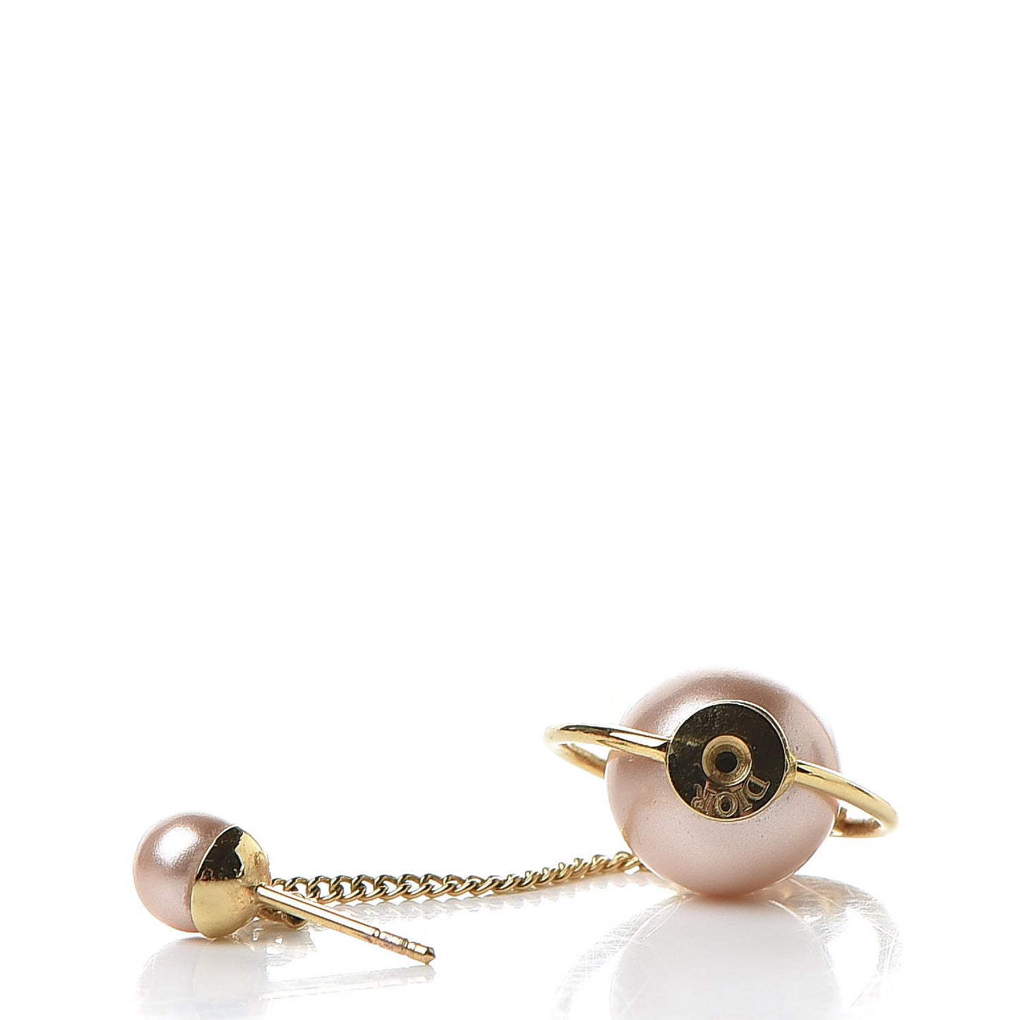 Pearl Tribales Dangle Chain Earrings Pink Gold