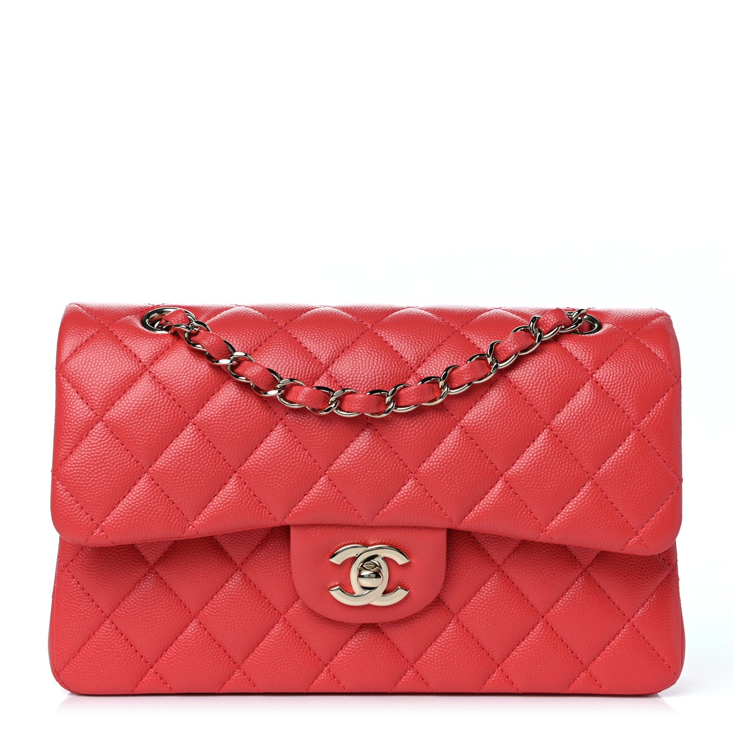 Caviar Quilted Small Double Flap Red