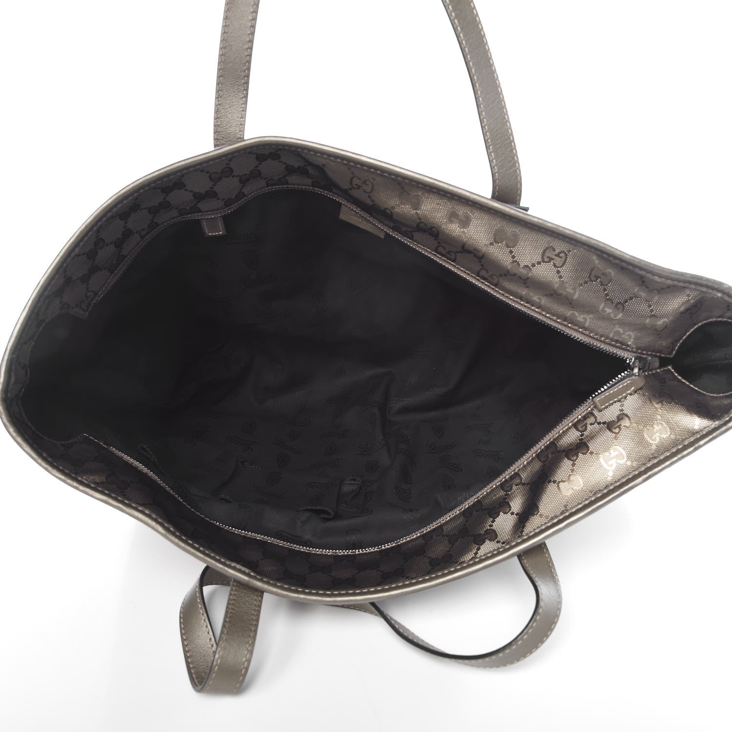 Gucci Imprime Monogram Large Zippered Shopping Tote Pewter 5 of 12