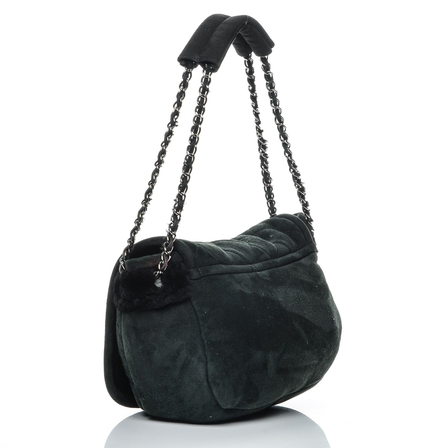 Chanel Shearling Quilted Mademoiselle Flap Black 3 of 9