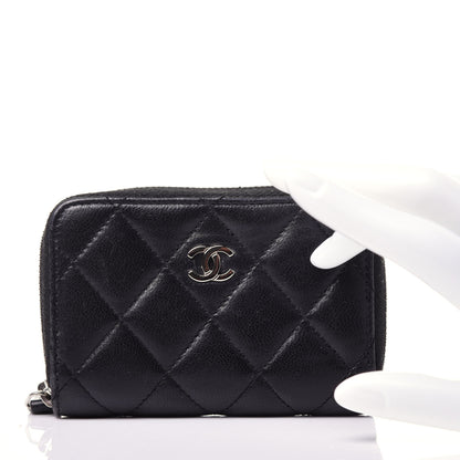 Chanel Lambskin Quilted Zip Coin Purse Black 2 of 10