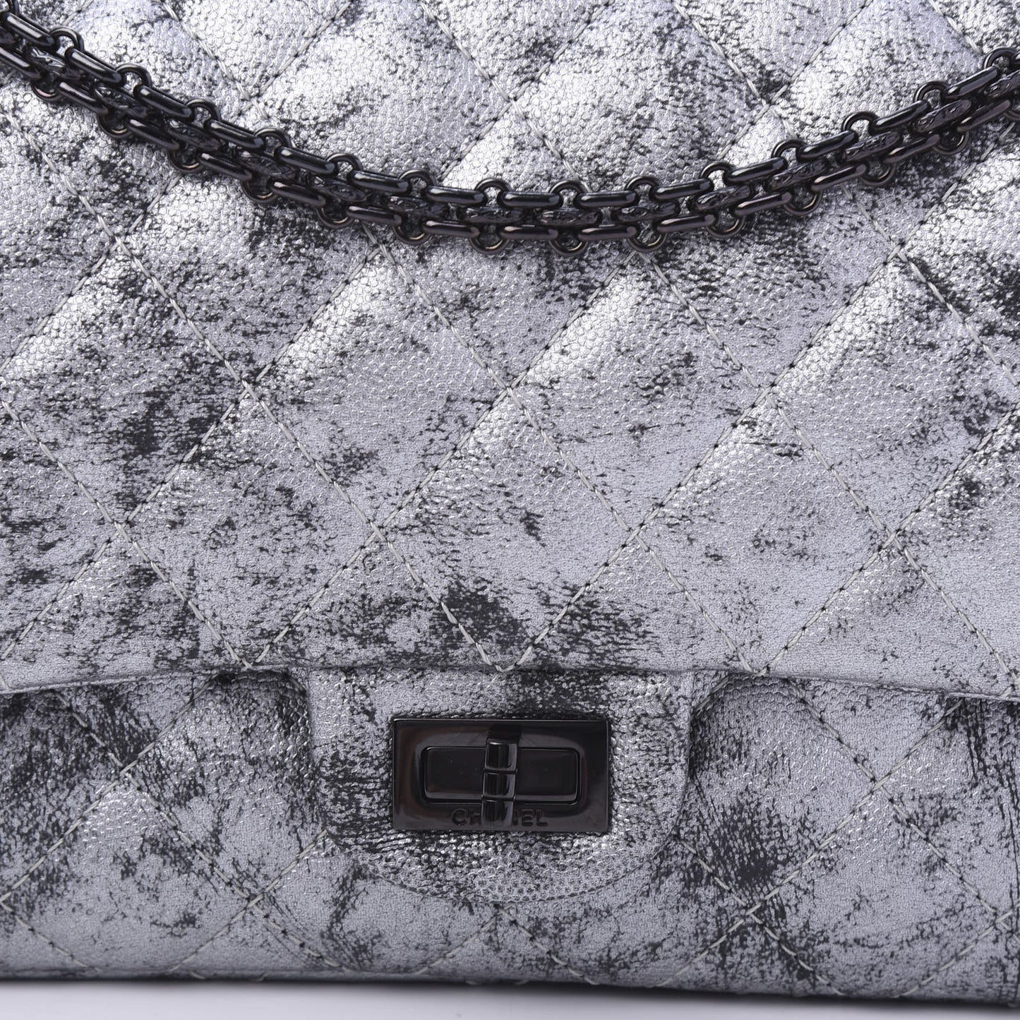 Metallic Caviar Quilted 2.55 Reissue 226 Flap Silver Black