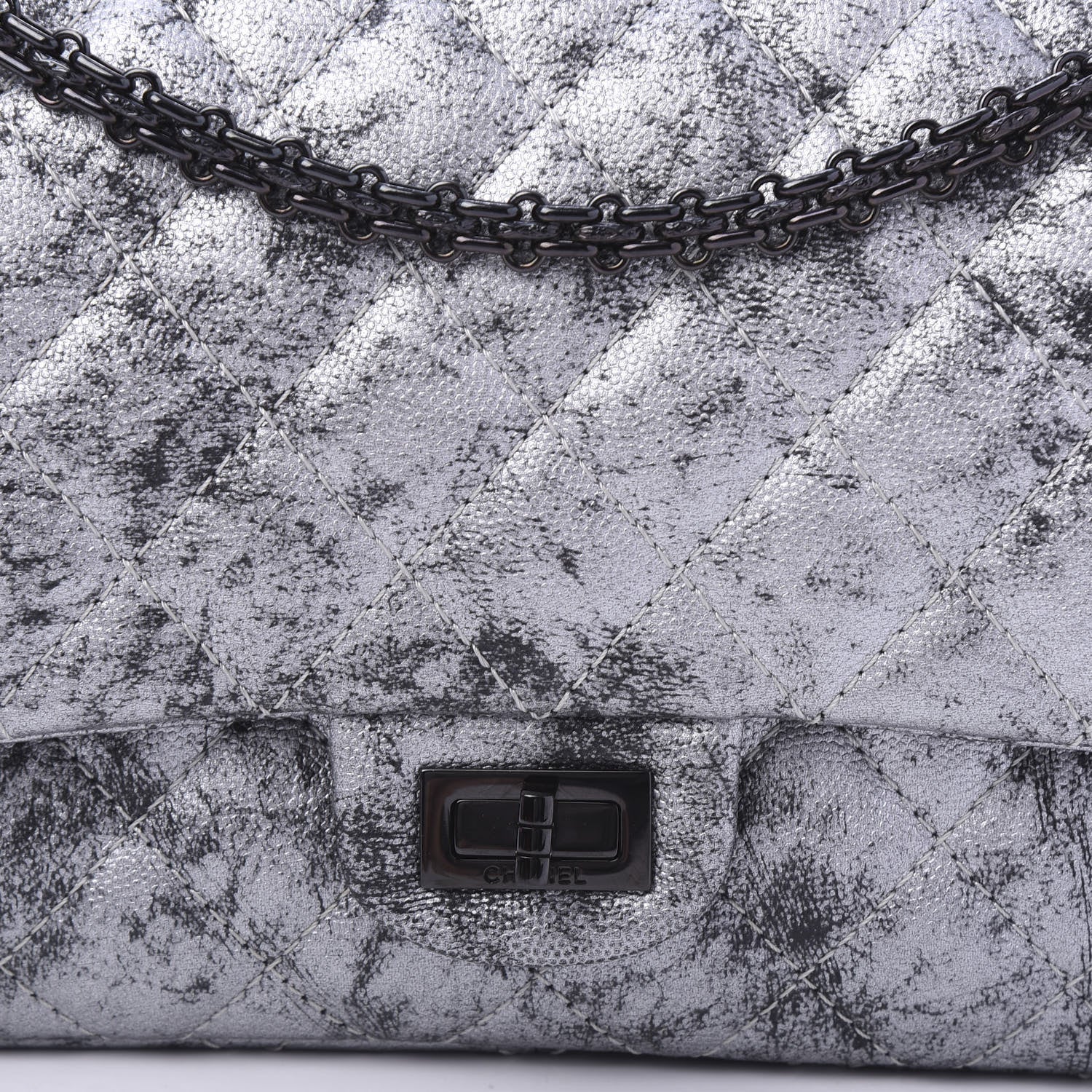 Chanel Metallic Caviar Quilted 2.55 Reissue 226 Flap Silver Black 10 of 10