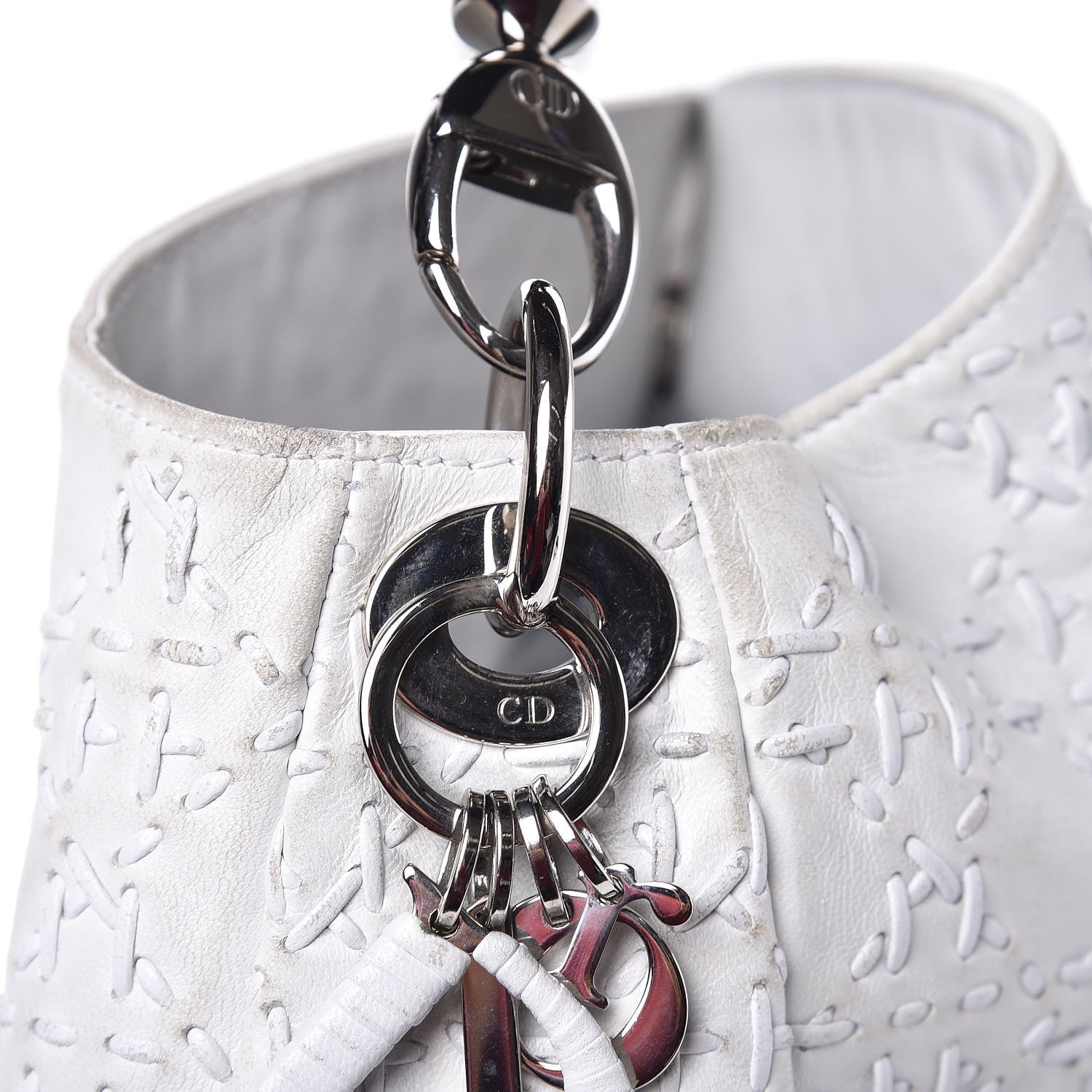 Christian Dior Lambskin Stitched Cannage Hobo White 17 of 19