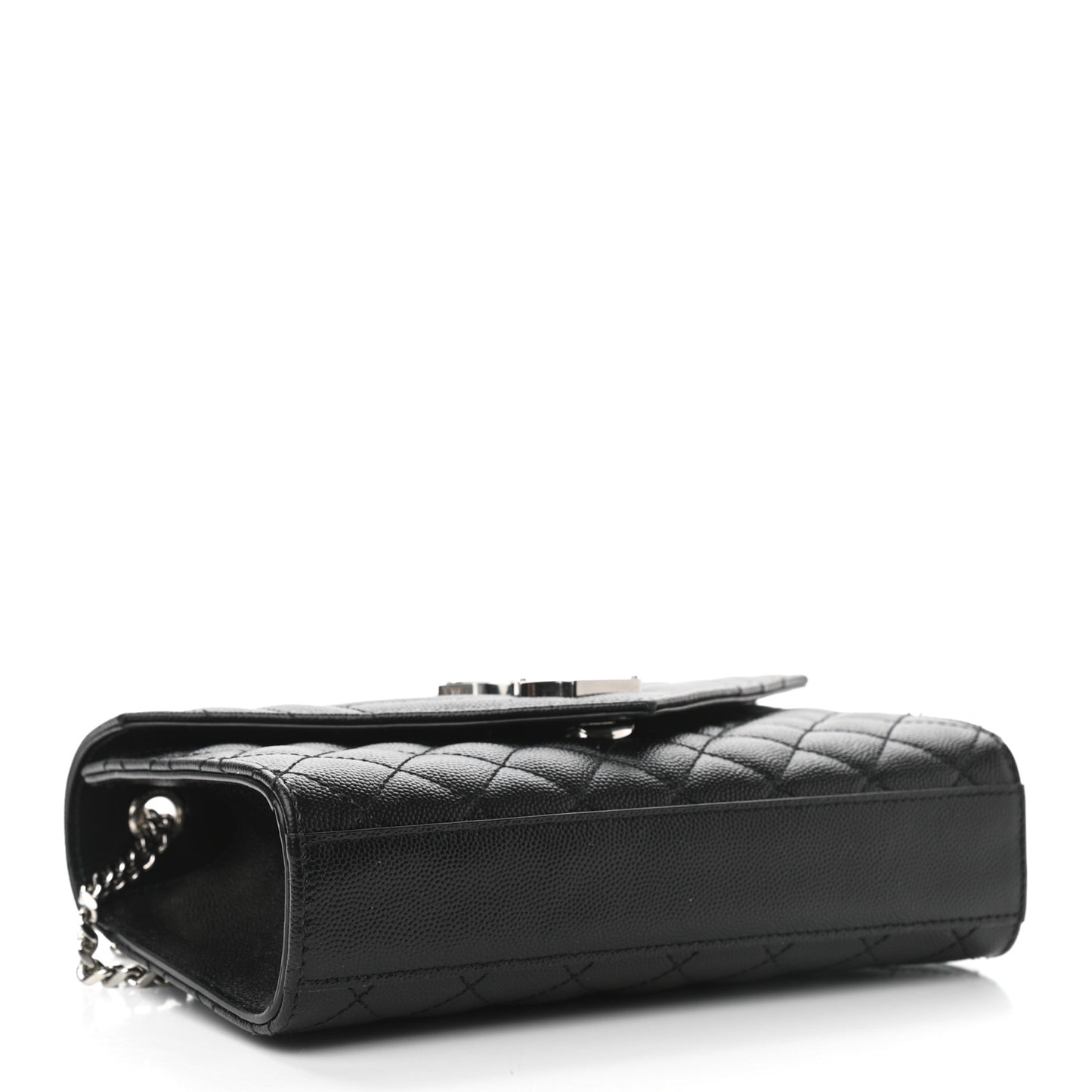 Grain De Poudre Textured Mixed Matelasse Triquilt Small Monogram Satchel Black