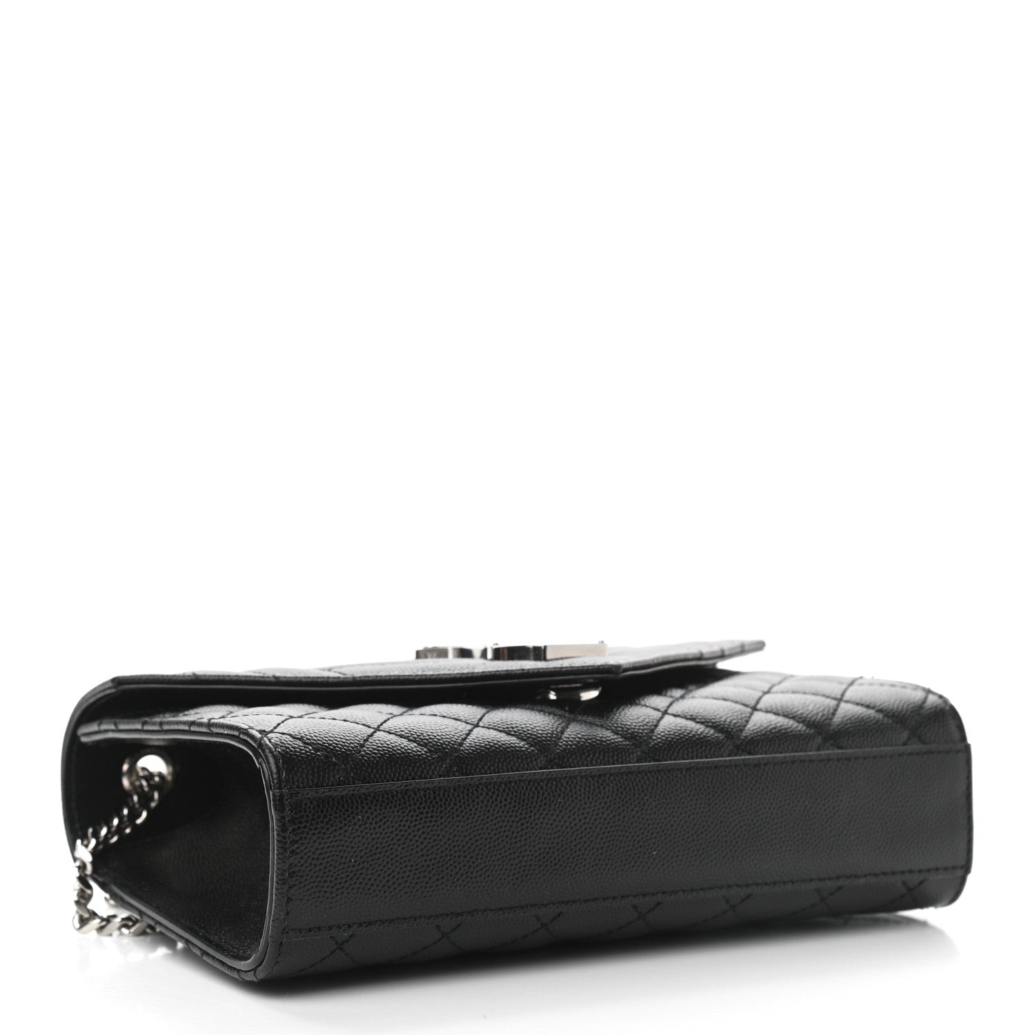 Saint Laurent Grain De Poudre Textured Mixed Matelasse Triquilt Small Monogram Satchel Black 4 of 12
