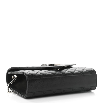 Saint Laurent Grain De Poudre Textured Mixed Matelasse Triquilt Small Monogram Satchel Black 4 of 12