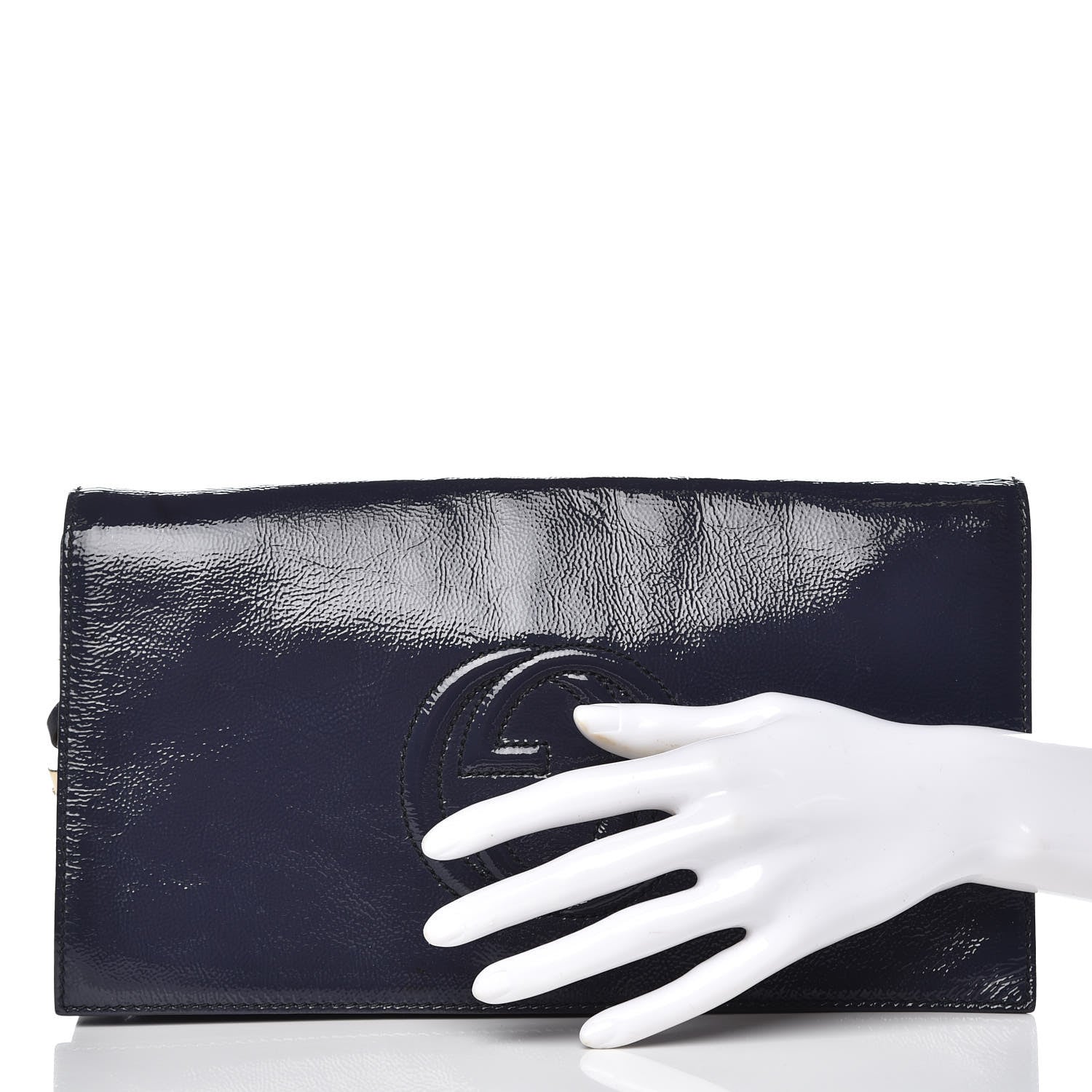 Gucci Soft Patent Medium Soho Clutch Uniform Blue 2 of 9
