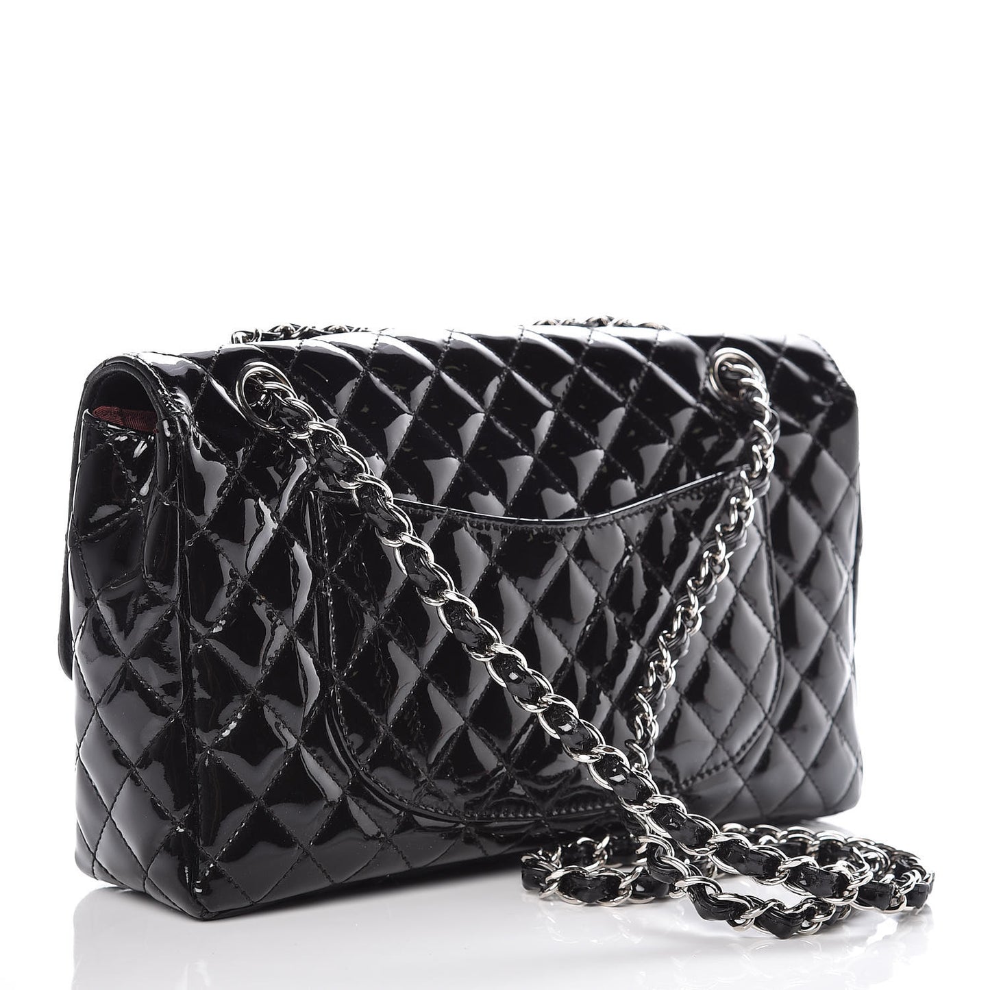 Patent Quilted Secret Label Medium Flap Black