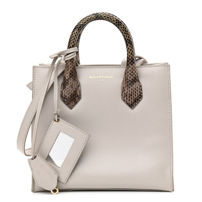 Balenciaga Calfskin Elaphe Snakeskin Mini Padlock All Afternoon Tote Gris Acier 1 of 15