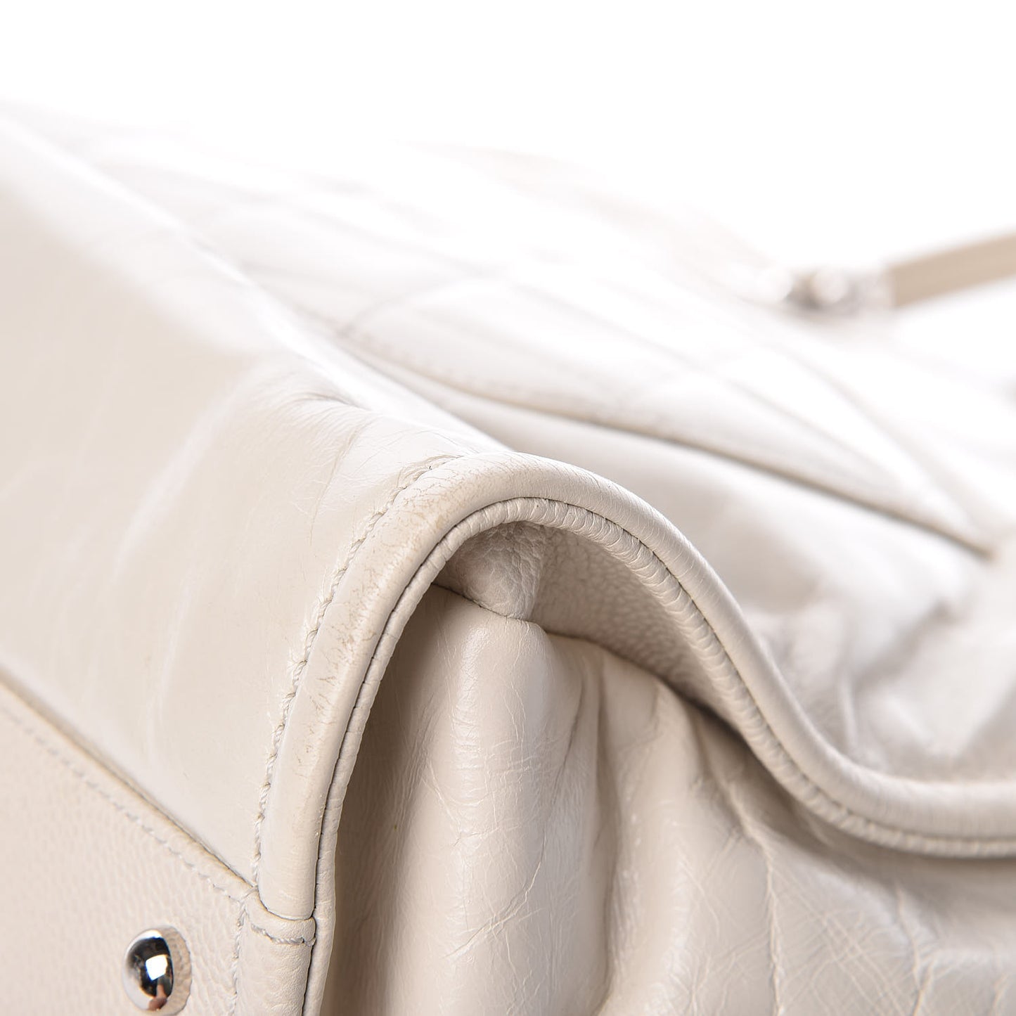 Glazed Calfskin Small Deauville Tote Ecru