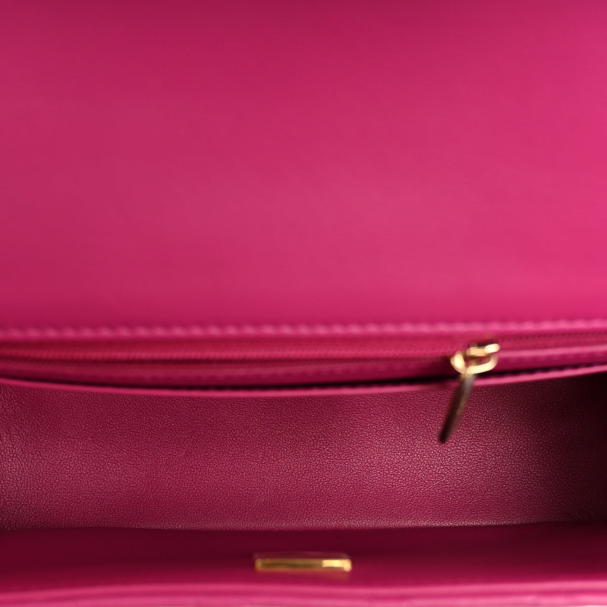 Lambskin Quilted Mini Top Handle Rectangular Flap Dark Pink