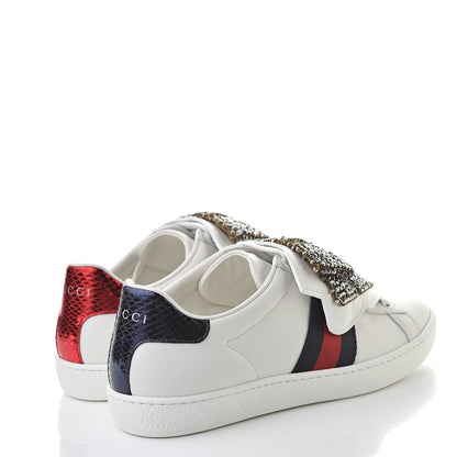 Gucci Calfskin Ayers Web Womens Ace Bow Lace Sneakers 35.5 White 4 of 9