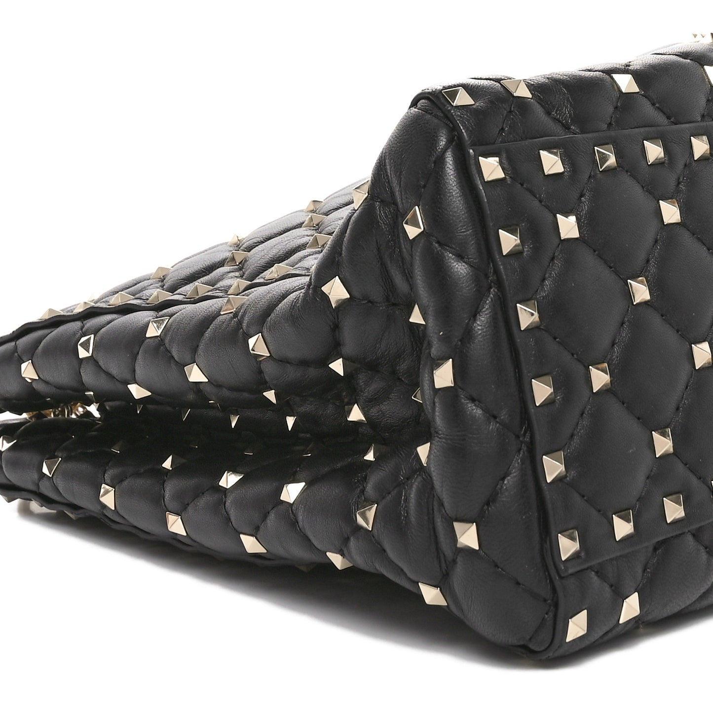 Nappa Rockstud Spike Shoulder Tote Black