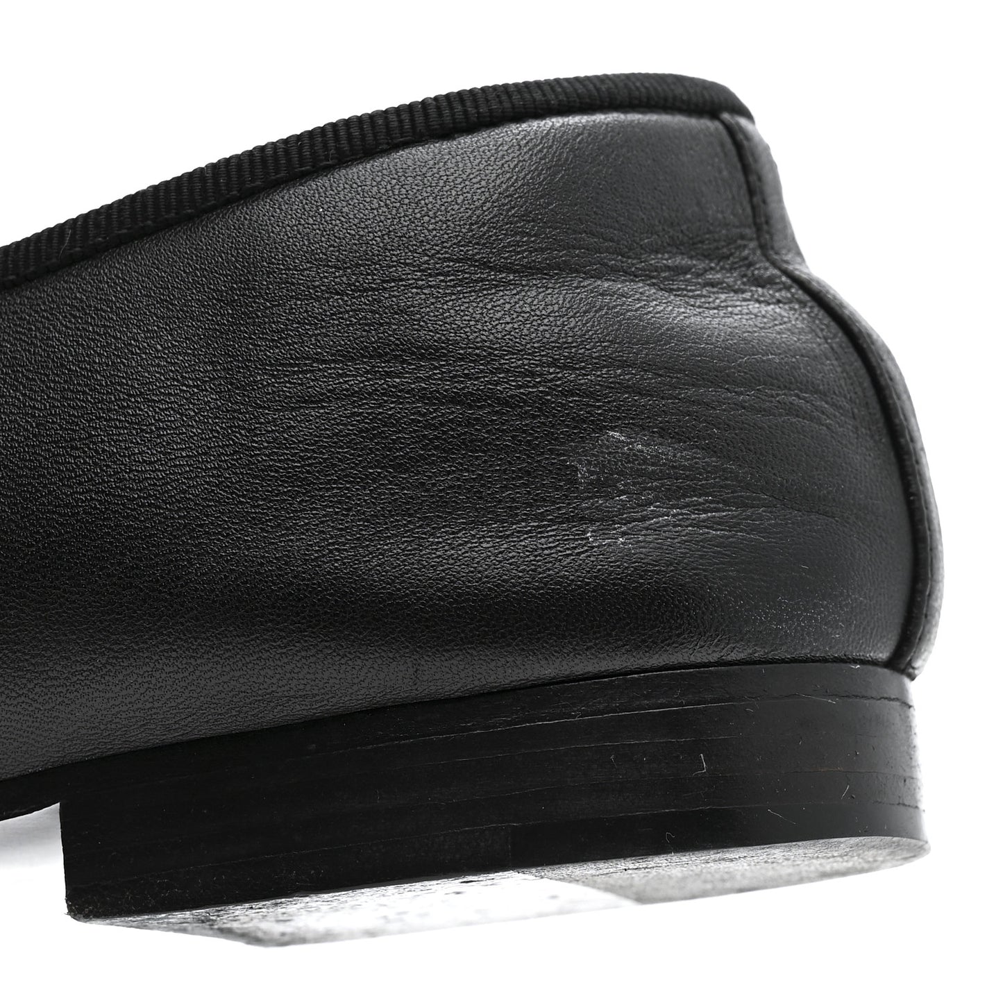 Lambskin Patent Cap Toe Ballerina Flats 39.5 Black