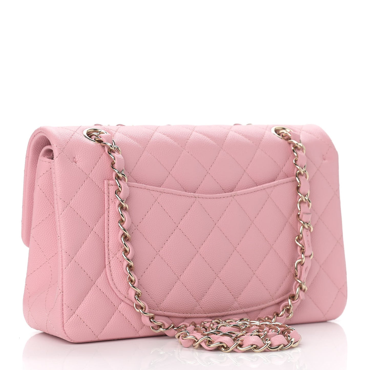 Caviar Quilted Small Double Flap Pink