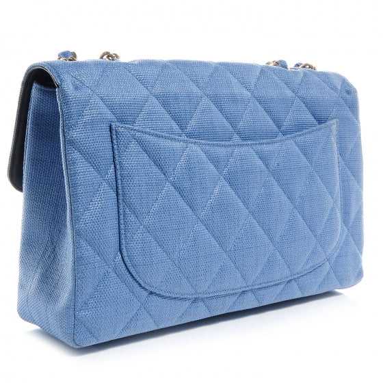 Quilted Coated Canvas Jumbo Single Flap Blue