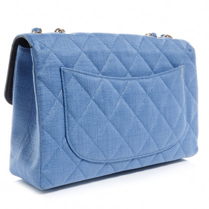 Chanel Quilted Coated Canvas Jumbo Single Flap Blue 3 of 8