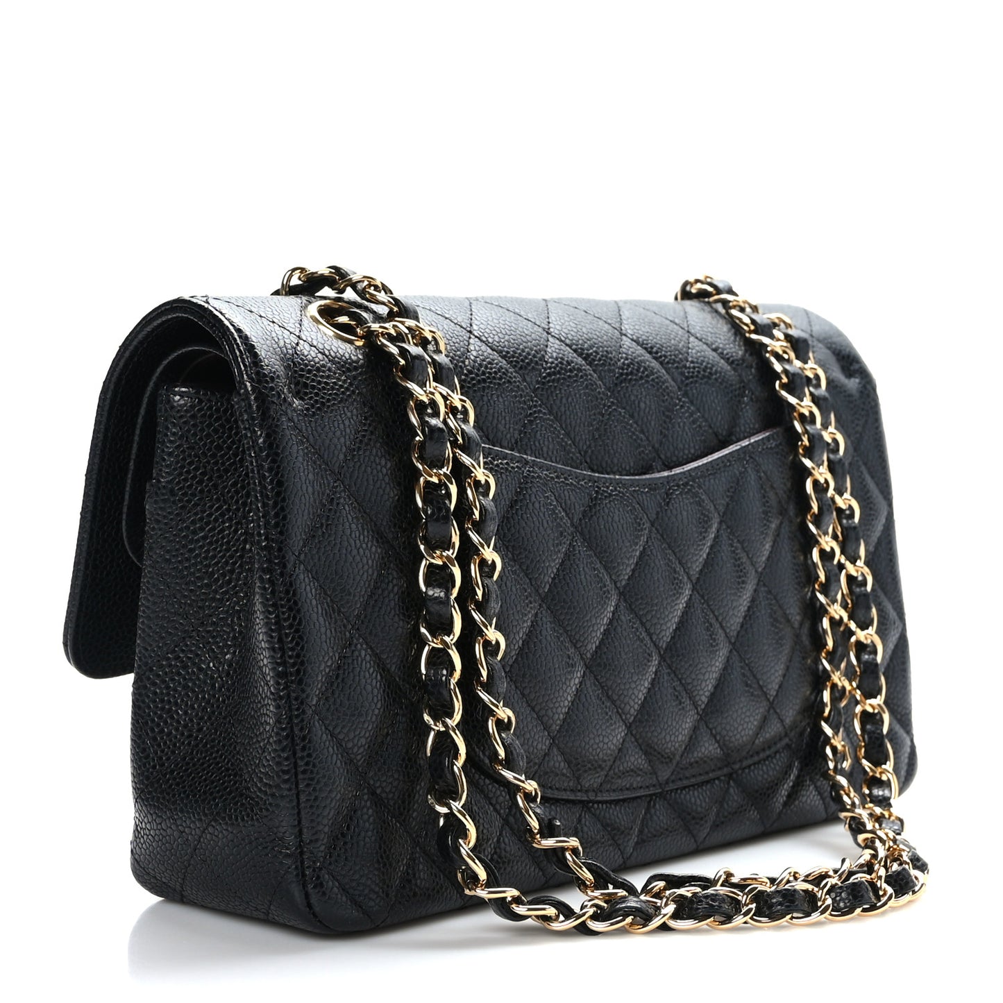 Caviar Quilted Medium Double Flap Black