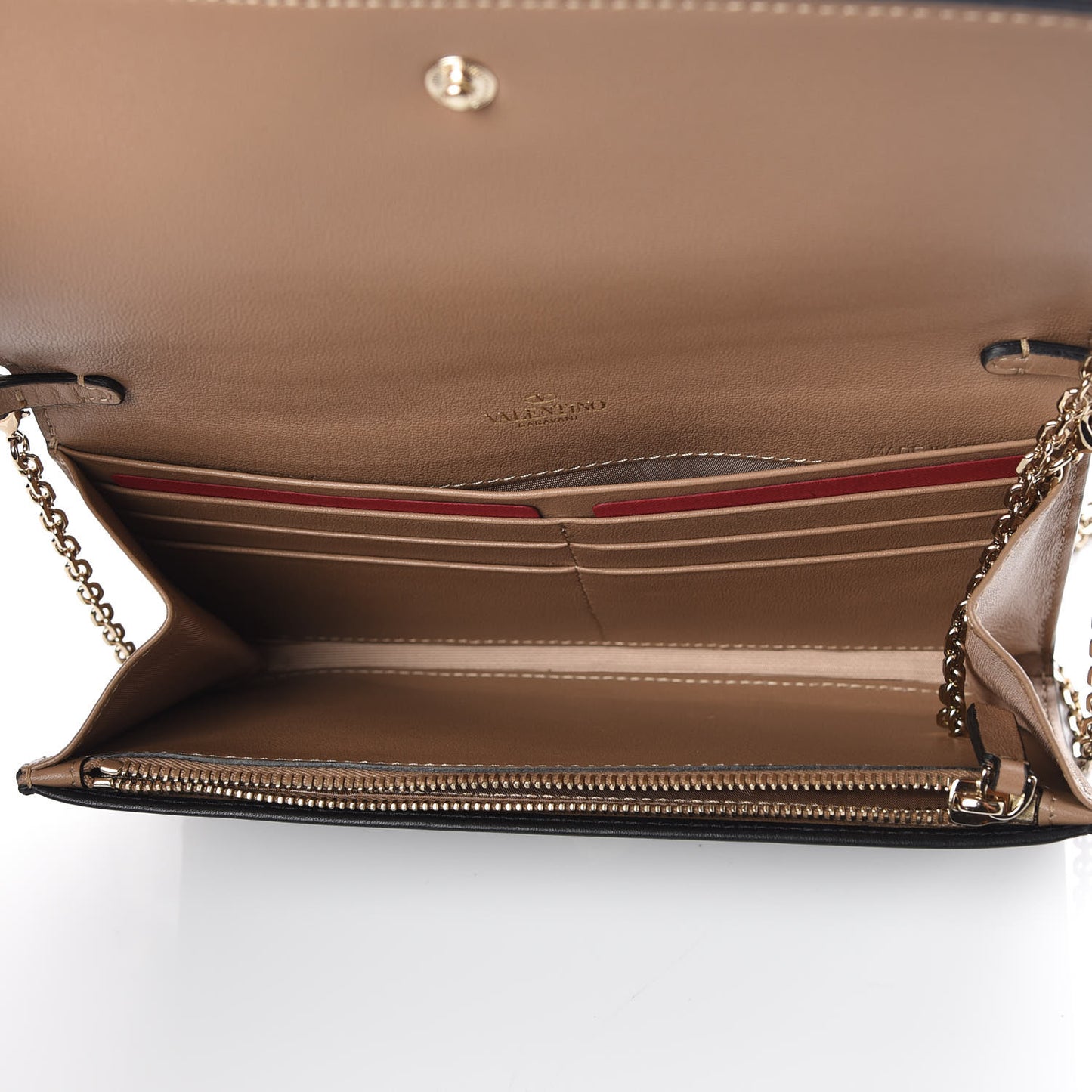 Calfskin Stud Flap Wallet On Chain Black