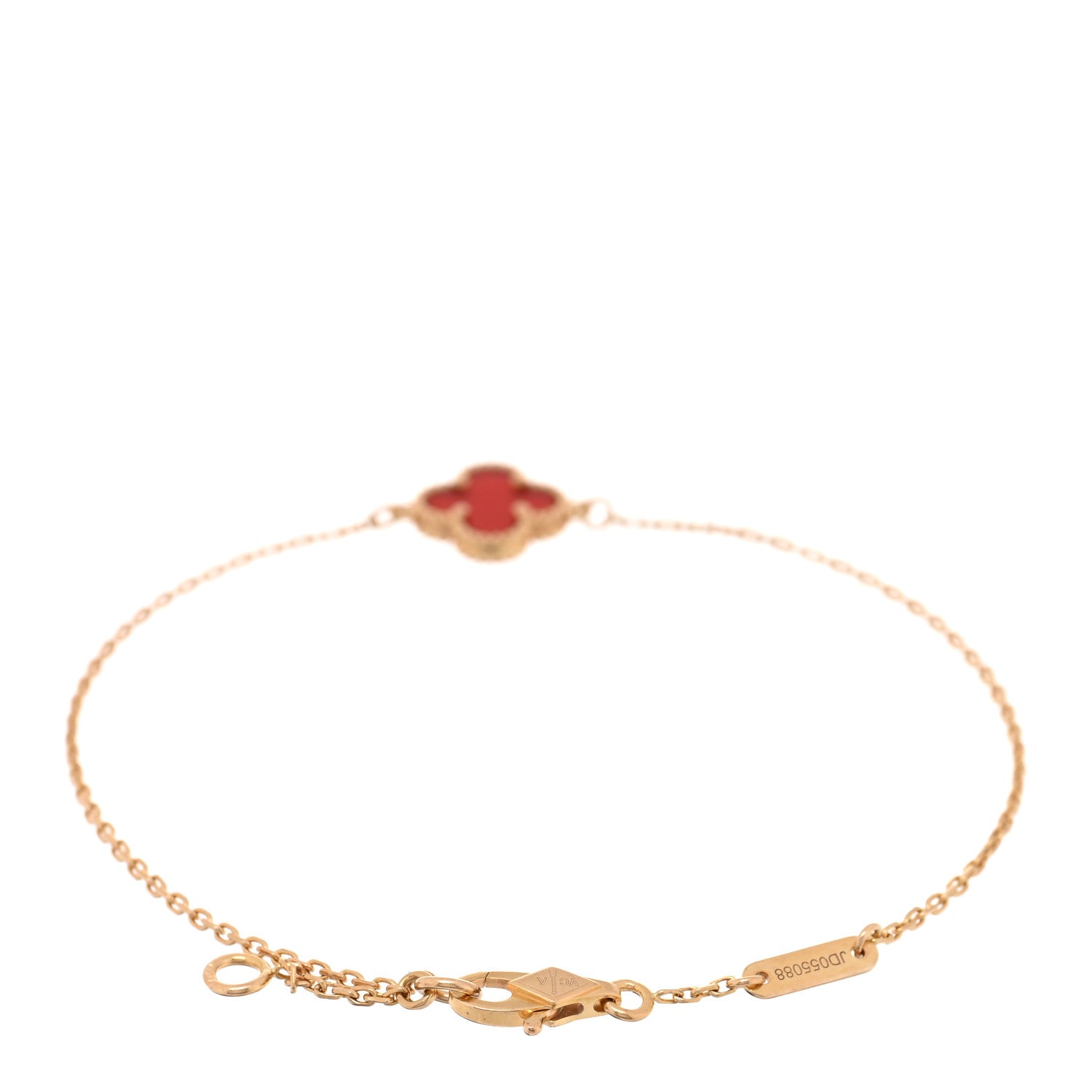 Van Cleef & Arpels 18K Rose Gold Carnelian Sweet Alhambra Bracelet 2 of 4