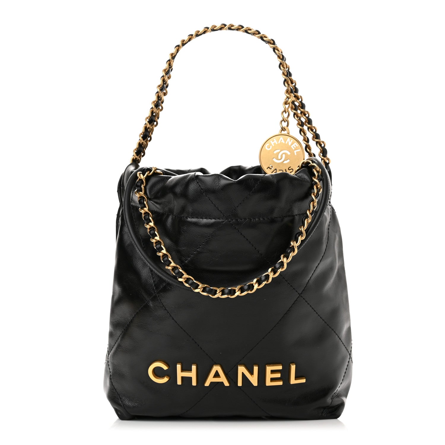 Chanel Shiny Calfskin Quilted Mini Chanel 22 Black 1 of 11