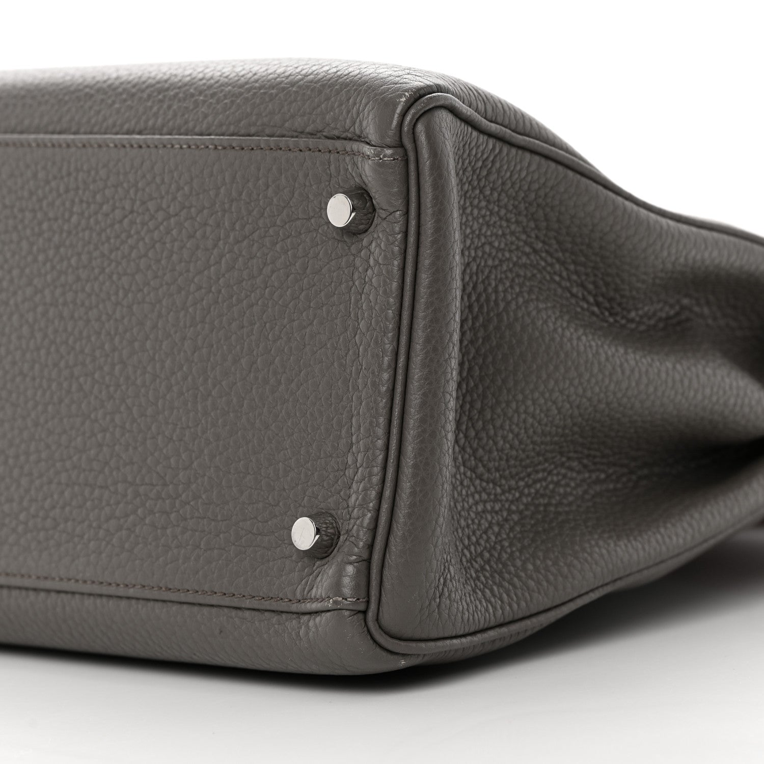Hermes Taurillon Clemence Kelly Retourne 35 Etain Rouge Casaque 10 of 14