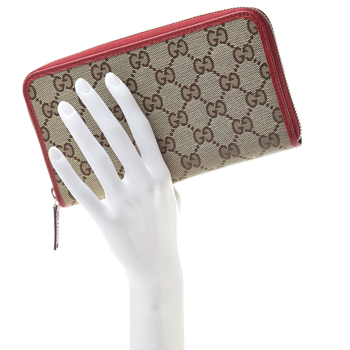 Monogram Dollar Calfskin Zip Around Wallet Beige Ebony Rosso