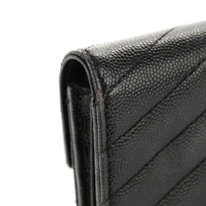 Saint Laurent AINT LAURENT Calfskin Matelasse Chevron Monogram Flap Wallet Black 10 of 11