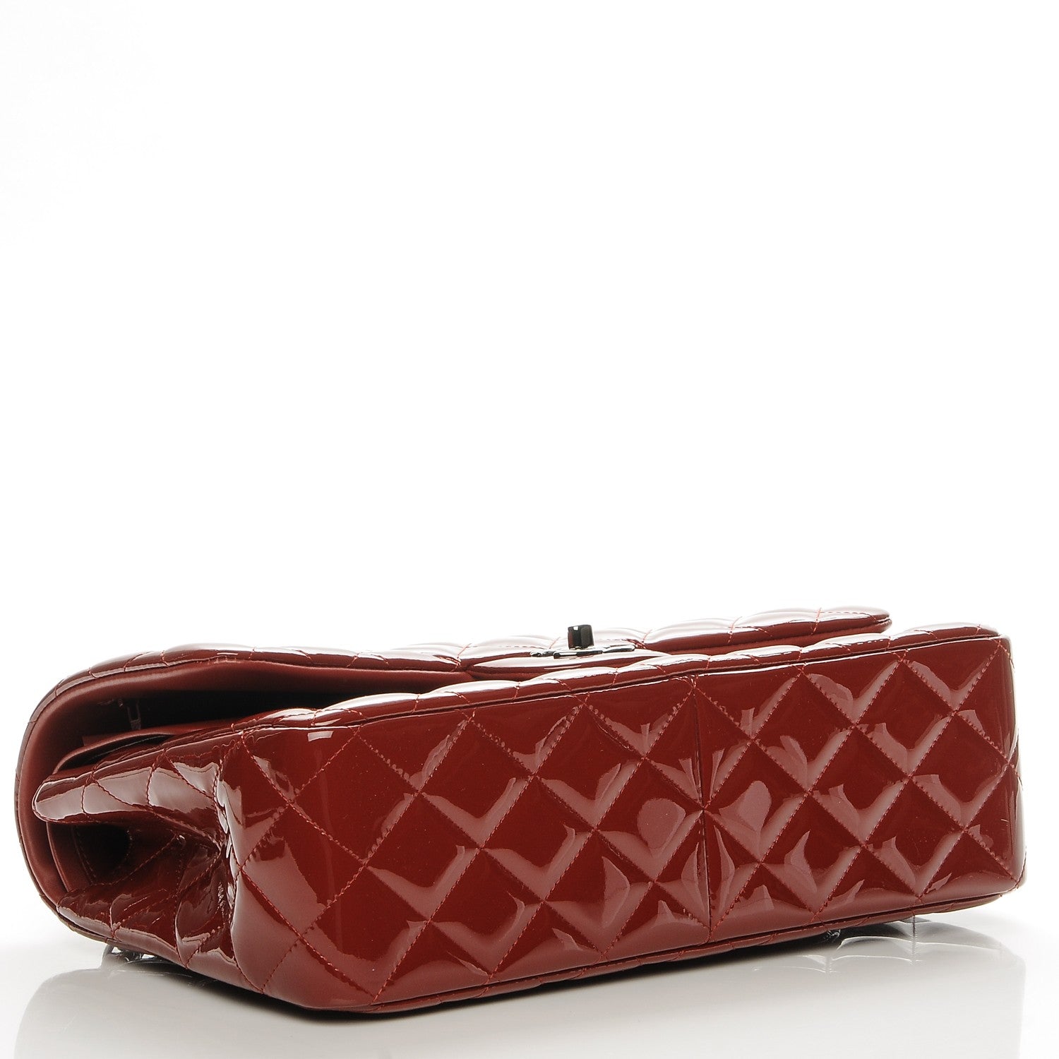 Chanel Patent Quilted Jumbo Double Flap Dark Red 4 of 11