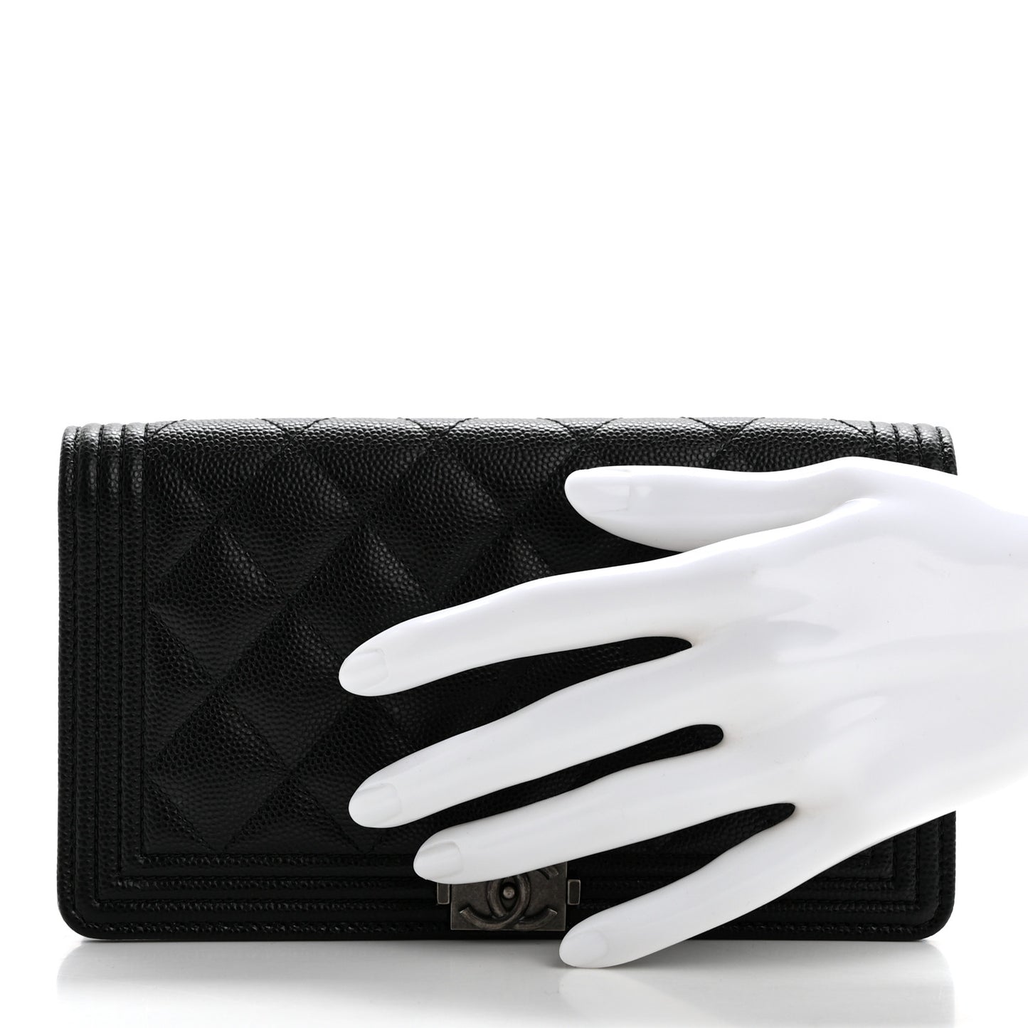 Caviar Quilted Boy Yen Wallet Black