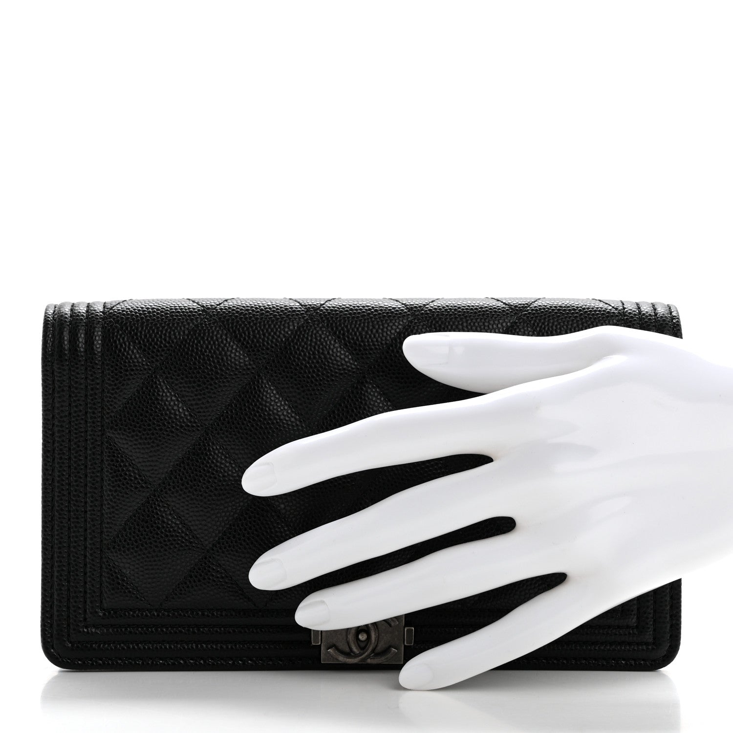 Chanel Caviar Quilted Boy Yen Wallet Black 2 of 10
