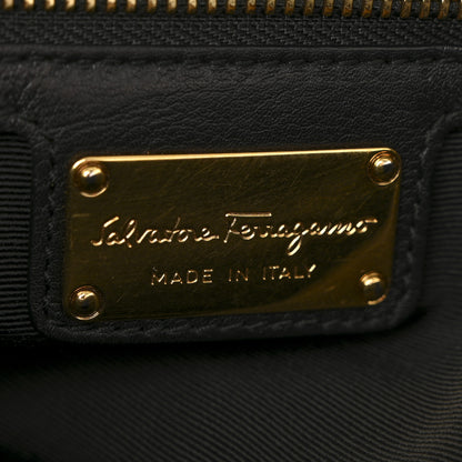 Salvatore Ferragamo Calfskin Gancio Lock Shoulder Bag Black 6 of 13