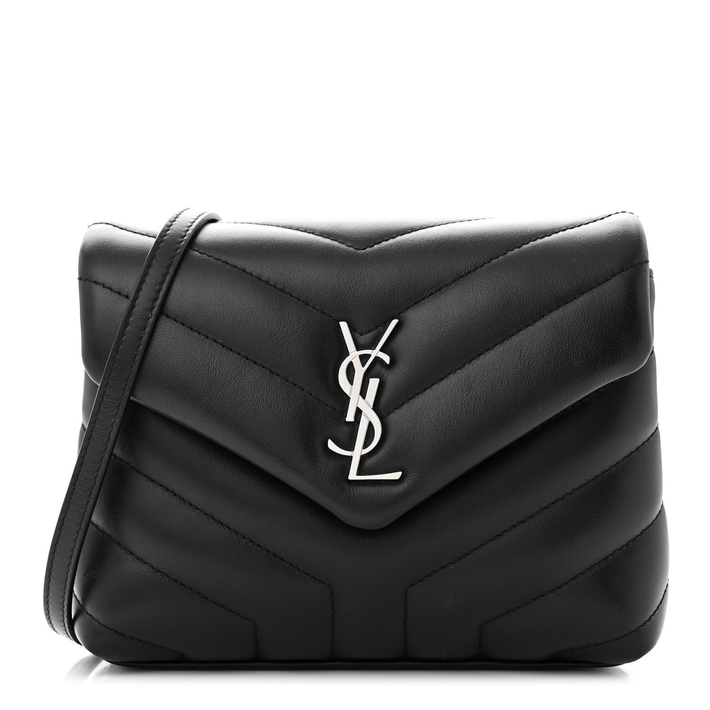 Calfskin Y Quilted Monogram Toy Loulou Crossbody Bag Black