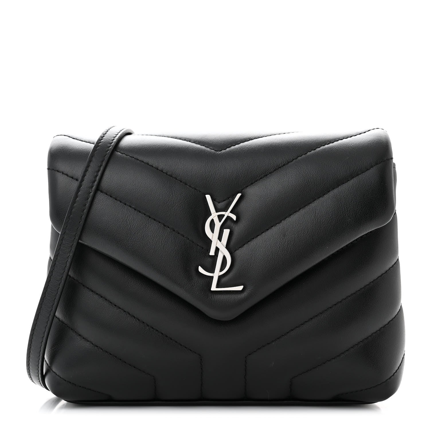 Saint Laurent Calfskin Y Quilted Monogram Toy Loulou Crossbody Bag Black 1 of 14