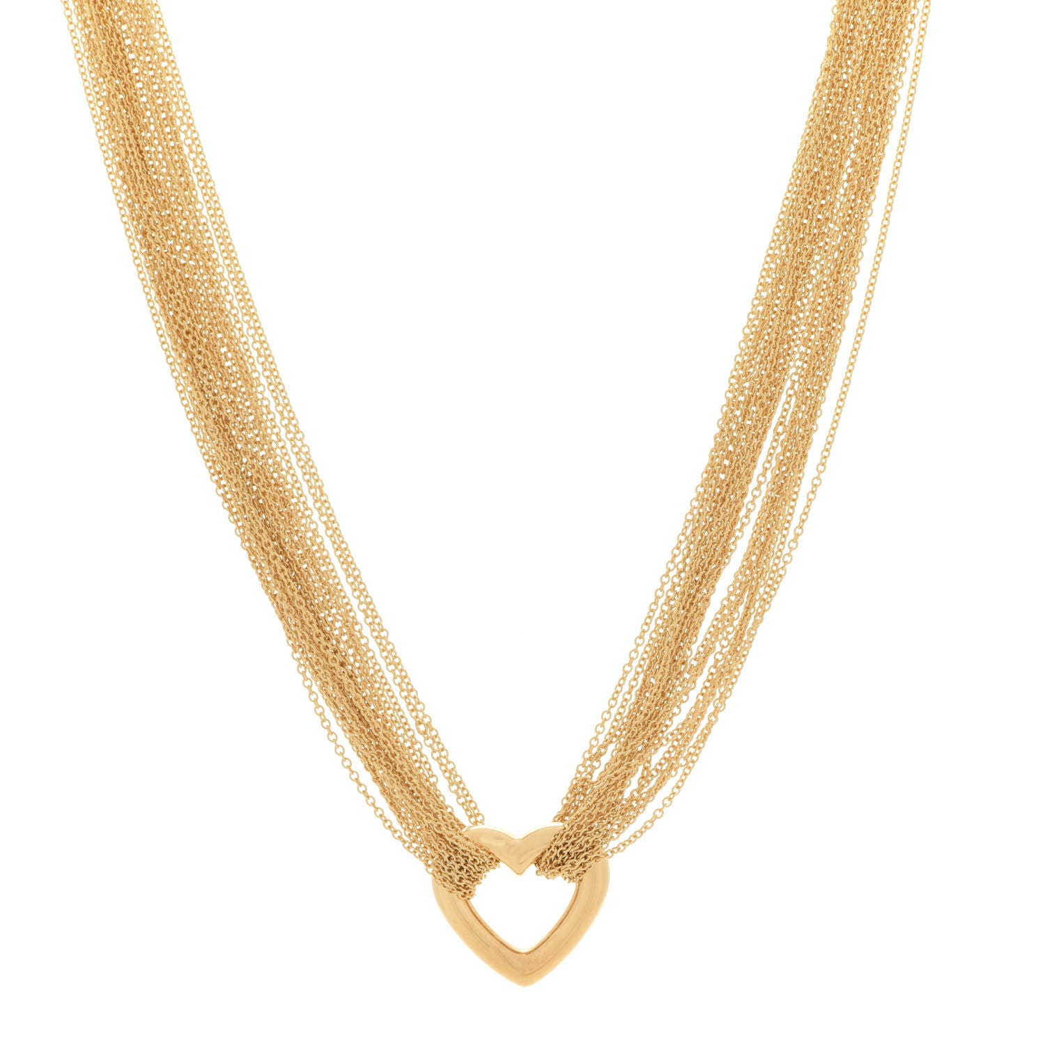 Tiffany 18K Yellow Gold Heart Multi Chain Toggle Necklace 1 of 5
