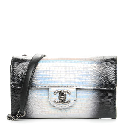 Chanel Iridescent Lizard Ombre Clutch with Removable Chain Silver 1 of 8