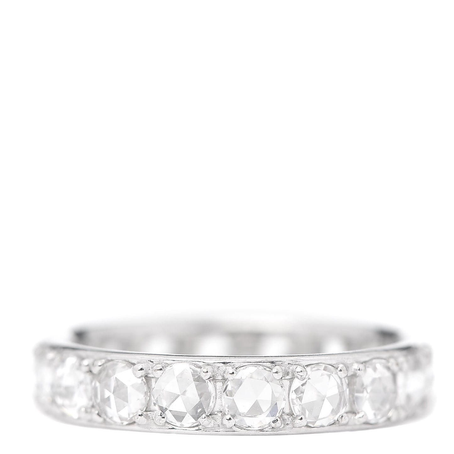 18K White Gold Diamond Metro Rose Cut Eternity Band Ring 50 5.25