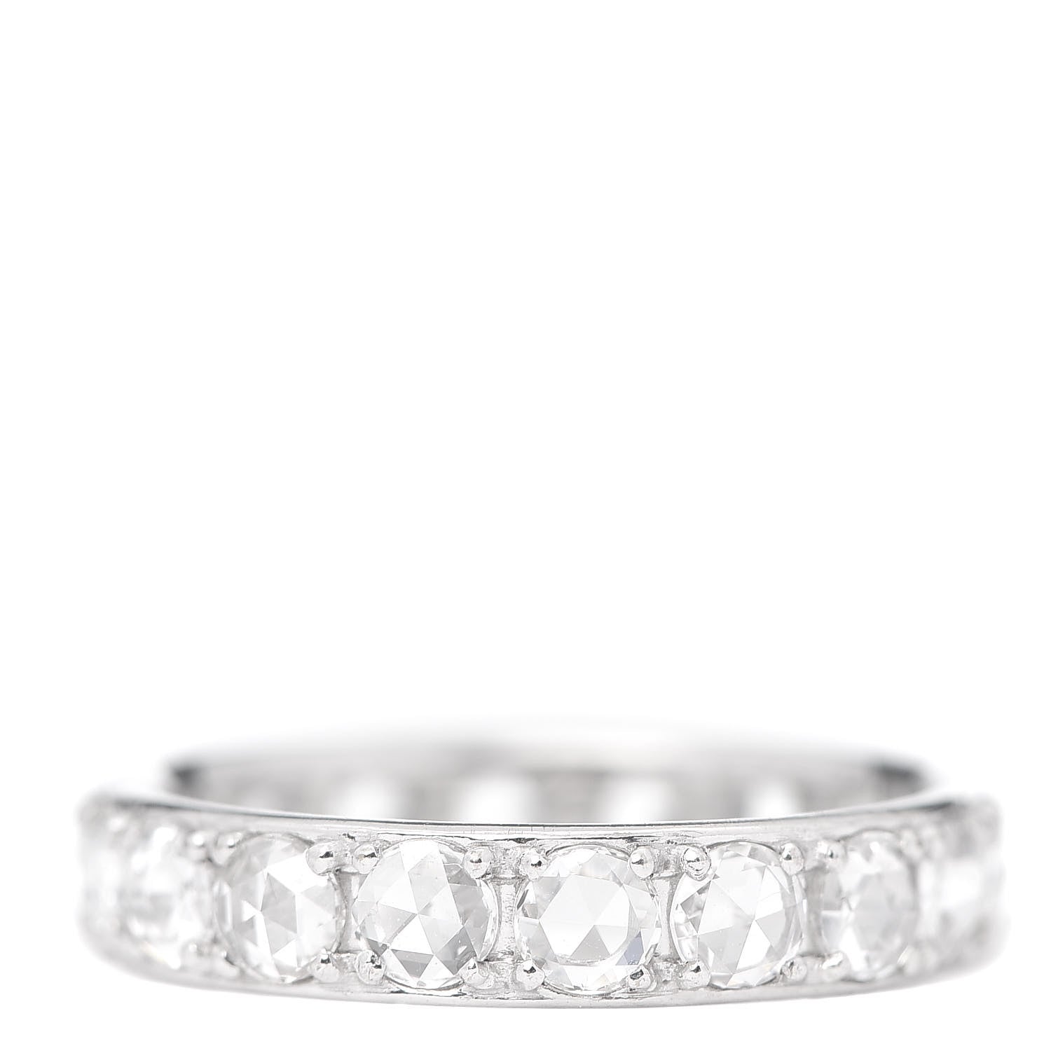 Tiffany 18K White Gold Diamond Metro Rose Cut Eternity Band Ring 50 5.25 3 of 4